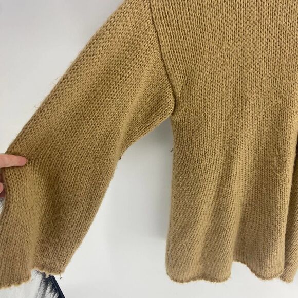 Soft Surroundings Camel Oversize Knit Hooded Cardigan Poncho Sweater Womens S - Picture 2 of 8